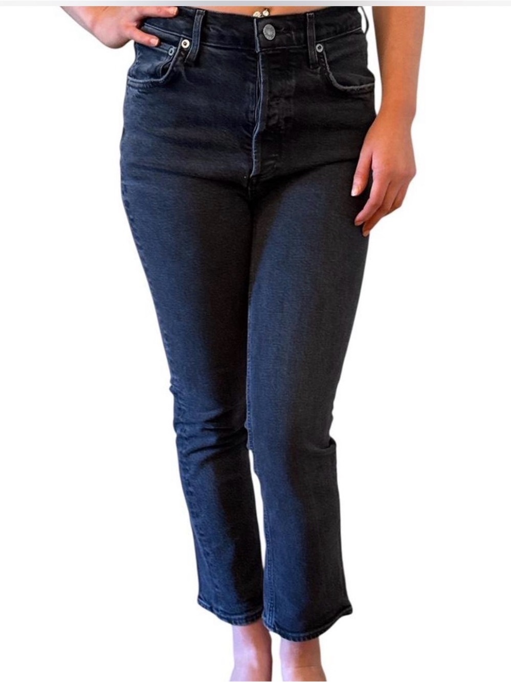 Agolde High-Rise Black Straight Jeans